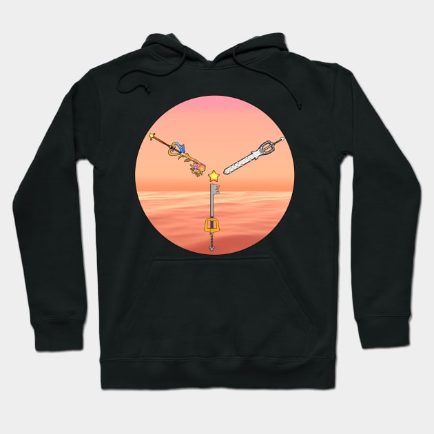 Destiny Trio Keyblades - Sunset Hoodie by Akamaru01